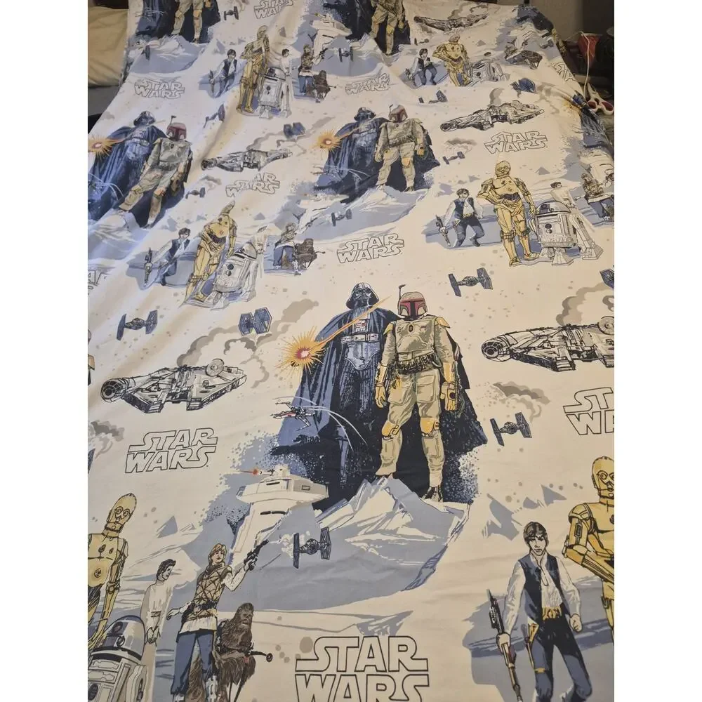 Star Wars Pottery Barn Kids Twin Sz Flat Sheet VGUC Han Boba Fett C3PO R2